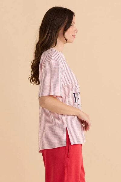 Relax Boxy Tee - Boston Print Red - et seQ fashion