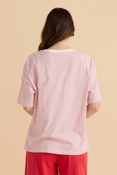 Relax Boxy Tee - Boston Print Red - et seQ fashion
