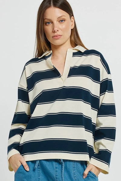 Roland Rugby Top - Navy/Off White - et seQ fashion