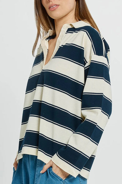 Roland Rugby Top - Navy/Off White - et seQ fashion