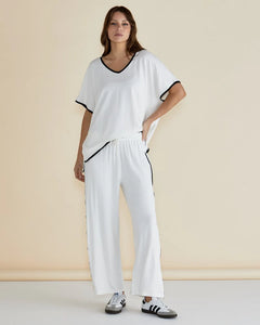 Evelyn Wide Leg Jogger - White