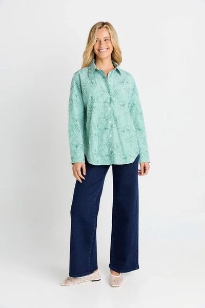 Sage Shirt - Green Stripe/Green