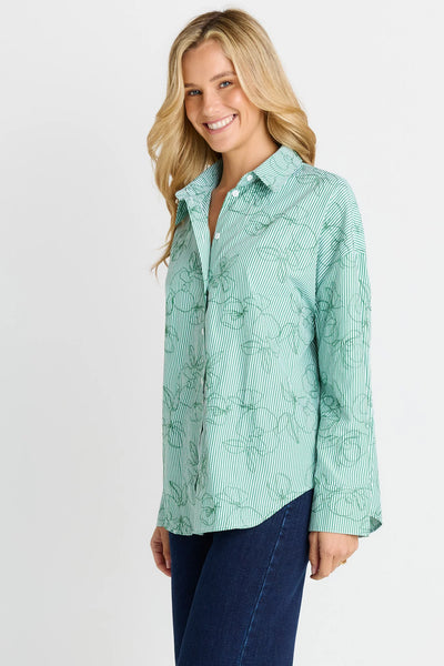Sage Shirt - Green Stripe/Green