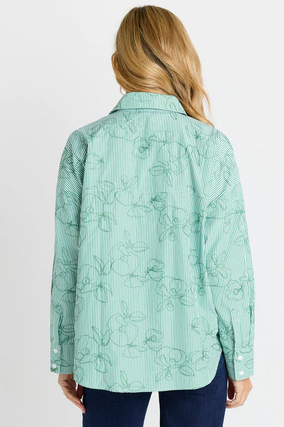 Sage Shirt - Green Stripe/Green