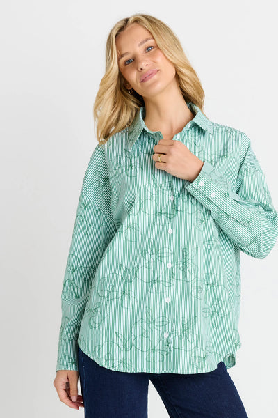 Sage Shirt - Green Stripe/Green