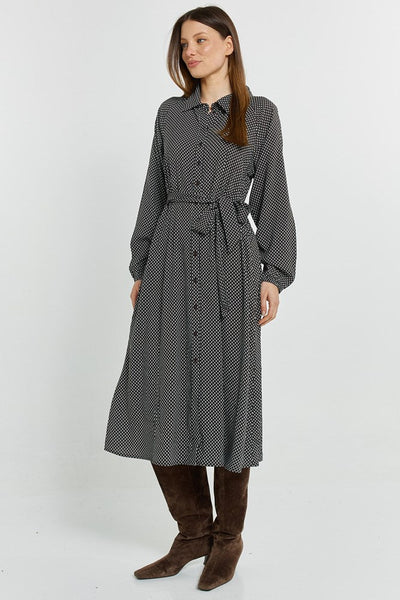 Tessa Shirt Dress - Nutmeg Geo Print - Brown