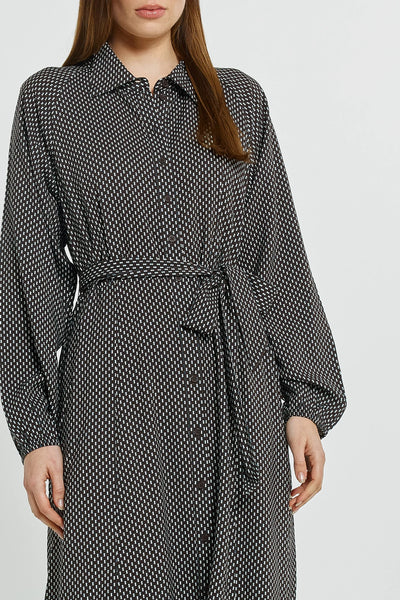 Tessa Shirt Dress - Nutmeg Geo Print - Brown