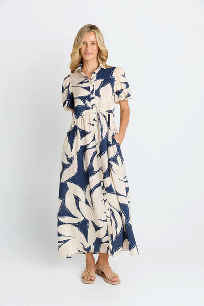 Nova Shirt Dress - Navy Floral Print/Navy