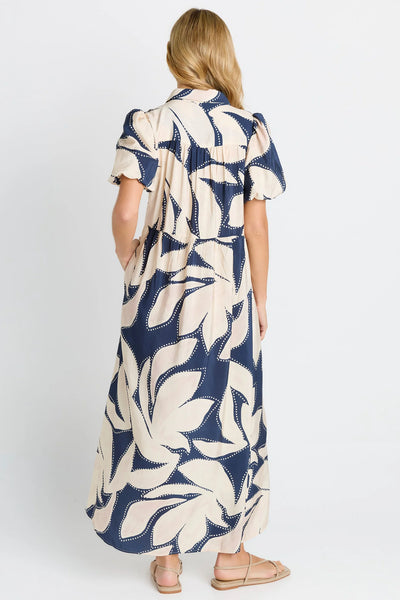 Nova Shirt Dress - Navy Floral Print/Navy