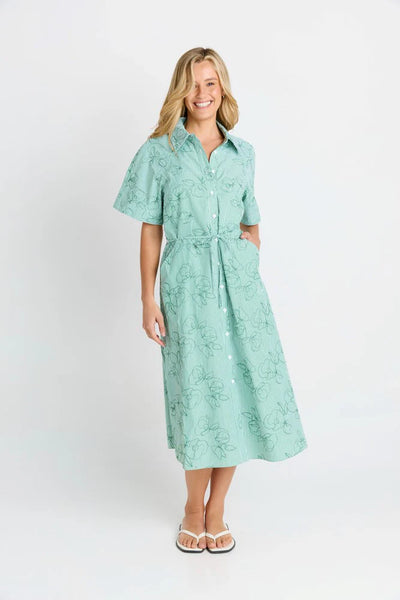 Shelley Shirt Dress - Green Stripe/Dress