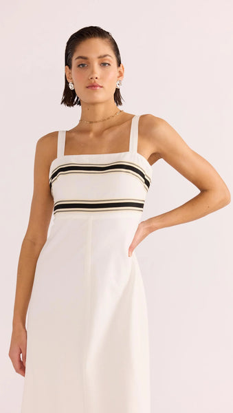 Briar Trim Midi Dress - White/Black