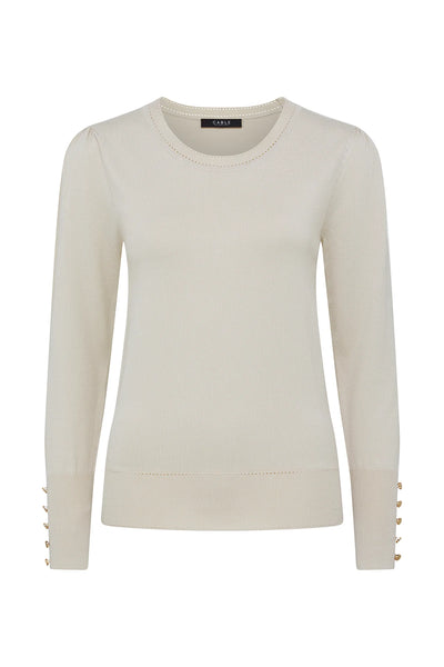 Pointelle Crew Jumper - Ecru A FURTHER 15% OFF AUTOMATICALLY APPLIED AT CHECKOUT - et seQ fashion