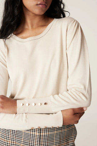 Pointelle Crew Jumper - Ecru A FURTHER 15% OFF AUTOMATICALLY APPLIED AT CHECKOUT - et seQ fashion