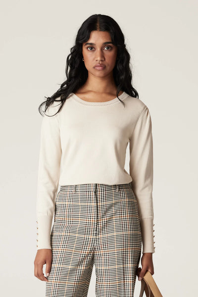 Pointelle Crew Jumper - Ecru A FURTHER 15% OFF AUTOMATICALLY APPLIED AT CHECKOUT - et seQ fashion