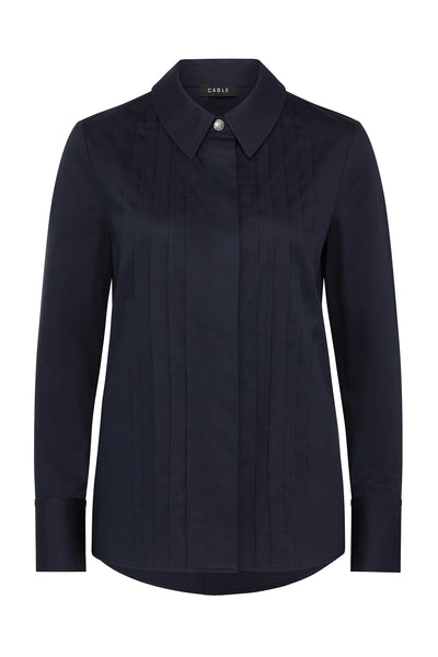 Chester Pintuck Shirt - Navy - et seQ fashion