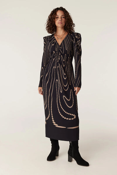 Margaux Dress - Navy/Camel Spot - et seQ fashion