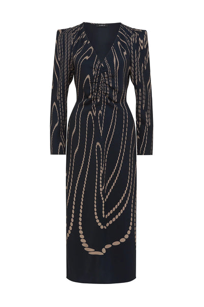 Margaux Dress - Navy/Camel Spot - et seQ fashion