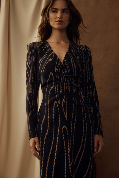 Margaux Dress - Navy/Camel Spot - et seQ fashion