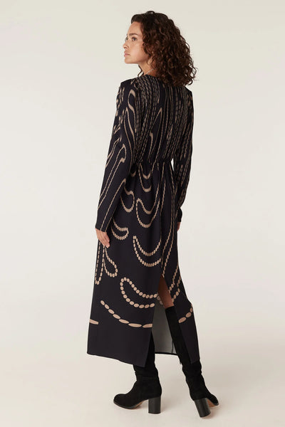 Margaux Dress - Navy/Camel Spot - et seQ fashion