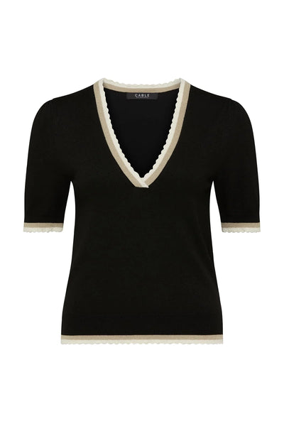 Joelle Scallop Knit Top - Black - A FURTHER 15% OFF AUTOMATICALLY APPLIED AT CHECKOUT