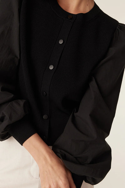 Crepe Spring Cardigan - Black - et seQ fashion