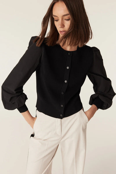 Crepe Spring Cardigan - Black - et seQ fashion