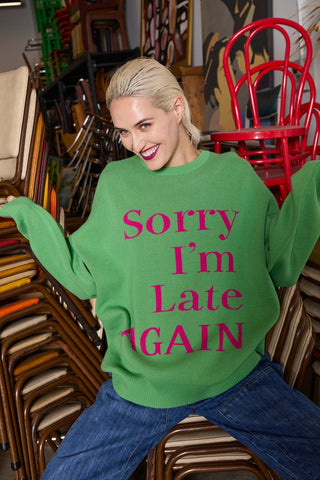 Sorry Sweater - Green/Magnenta