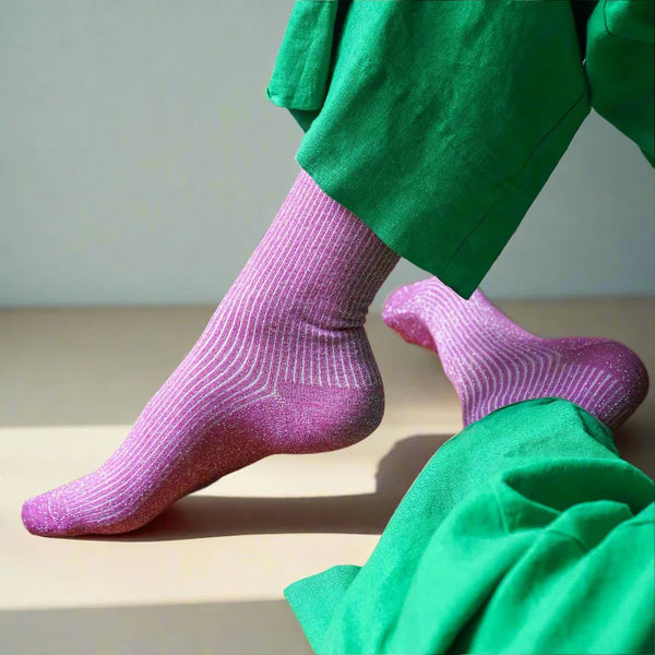 Klue Glitter Lurex Socks - Fuchsia