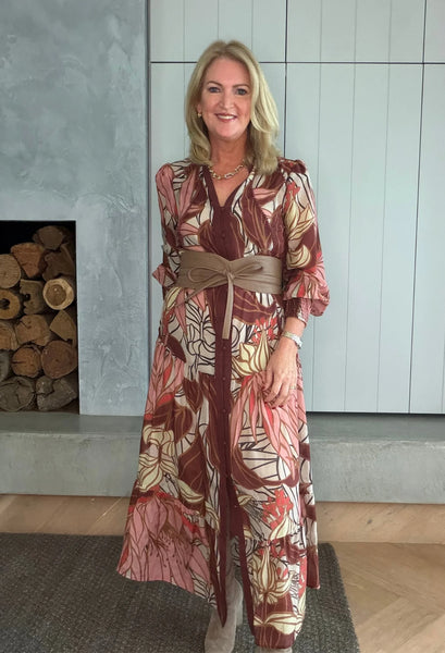 Liliana Cotton Silk Printed Maxi Dress - Cathedral Botanic - et seQ fashion