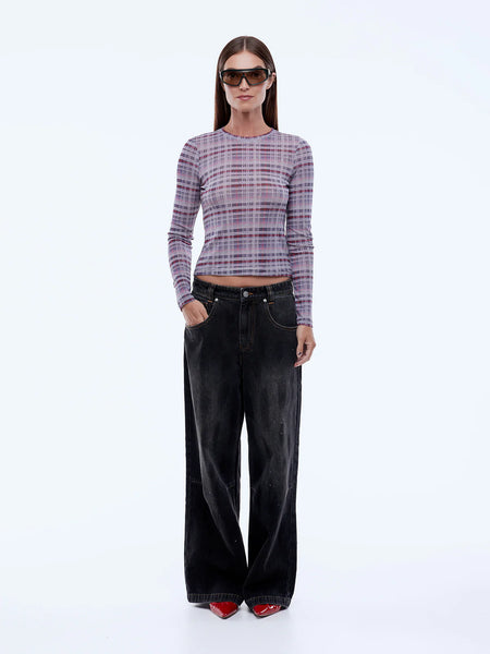 Bella Long Sleeve Top - Faded Check - et seQ fashion