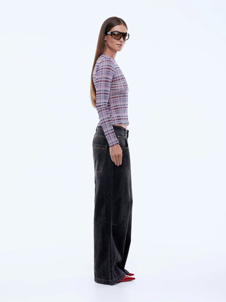 Bella Long Sleeve Top - Faded Check - et seQ fashion