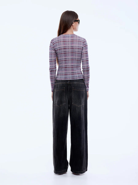 Bella Long Sleeve Top - Faded Check - et seQ fashion