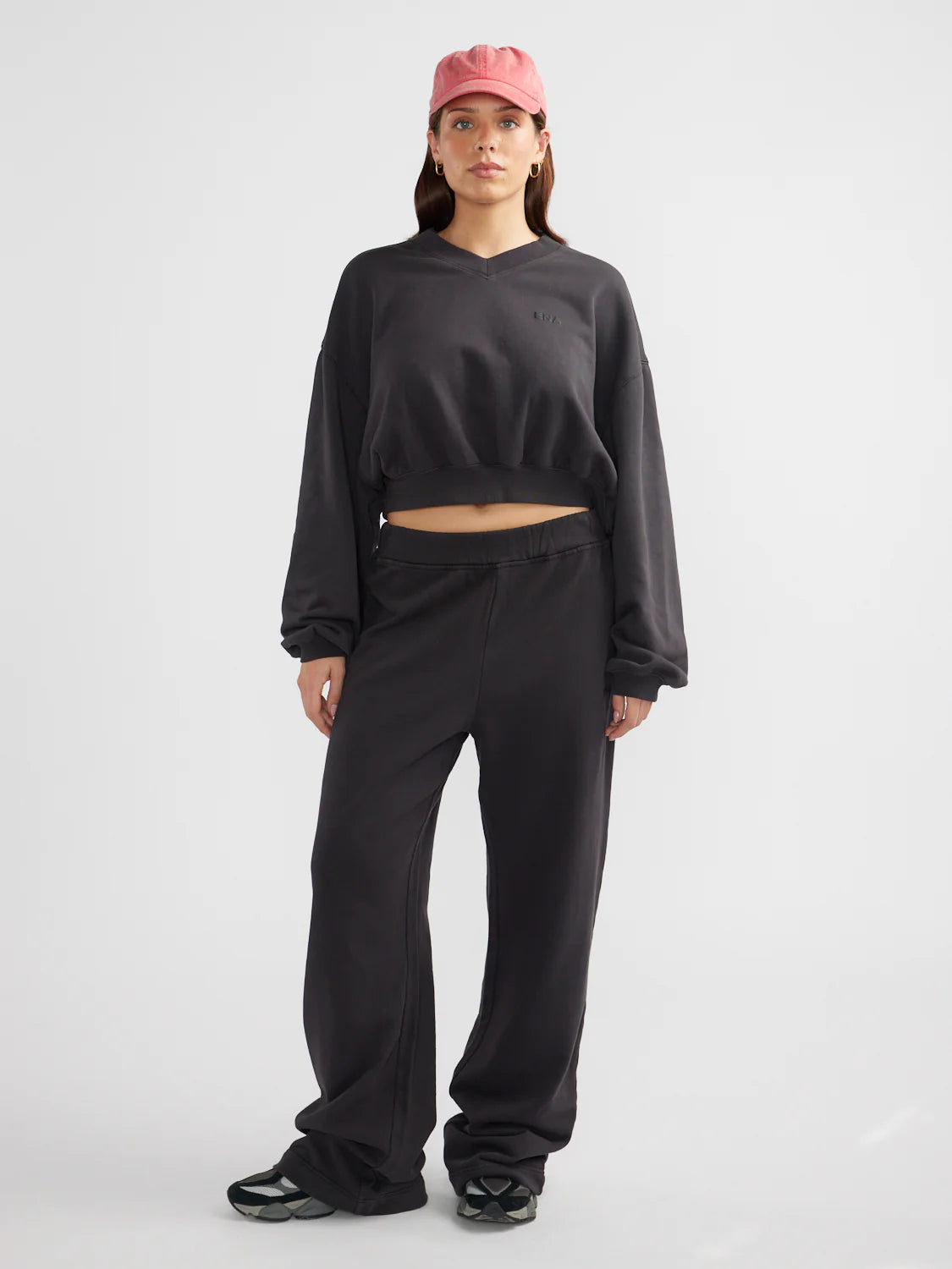 Hailey Wide Leg Tracksuit Pant - Black