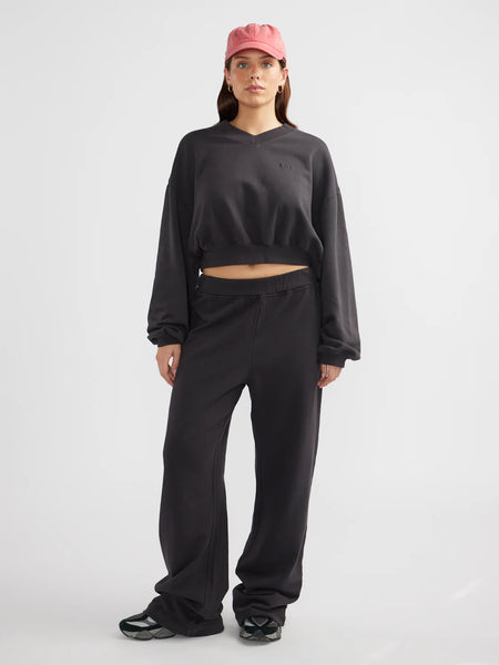 Hailey Wide Leg Tracksuit Pant - Black