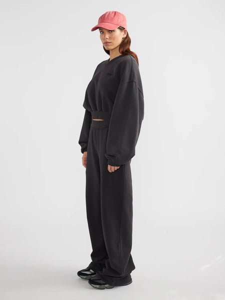 Hailey Wide Leg Tracksuit Pant - Black