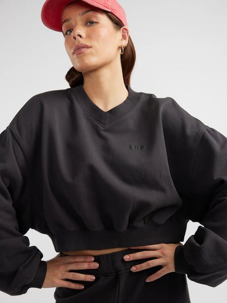 Hailey Crop Sweatshirt - Black