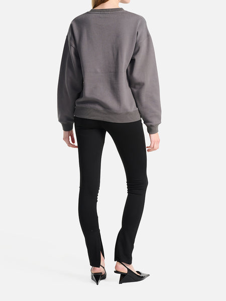 Flocked Python Relaxed Sweater - Charcoal