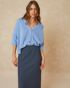 Short Sleeve Light Blue Cardigan