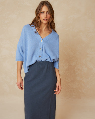 Short Sleeve Light Blue Cardigan