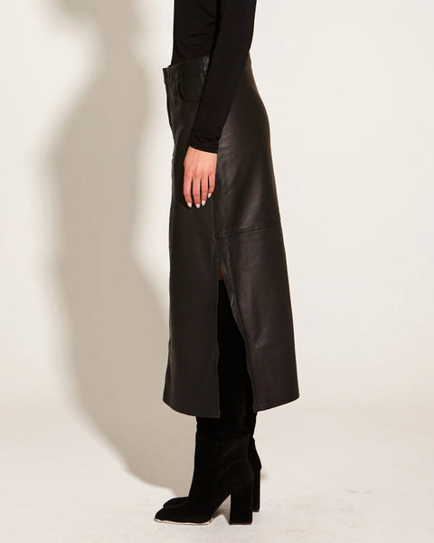 Underground Leather Midi Skirt - Black