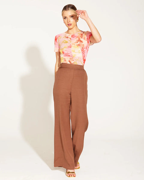 One and Only High Waisted Flared Pants - Mocha