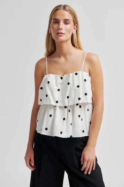 Salliy Print Top - White Alyssum