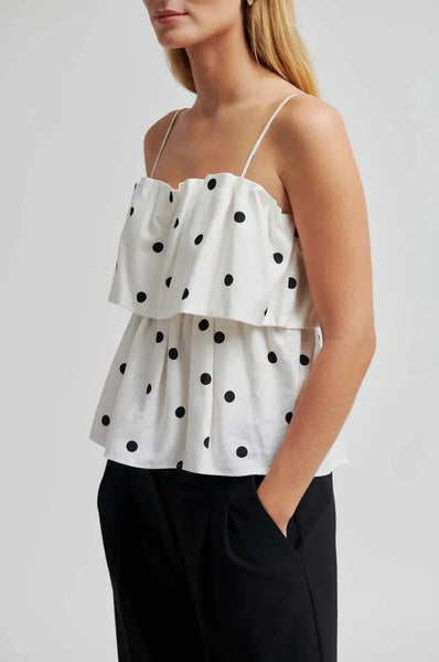 Salliy Print Top - White Alyssum