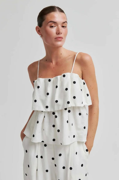 Salliy Print Top - White Alyssum