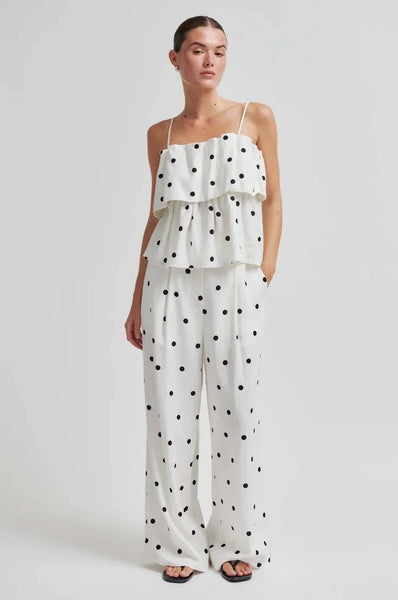 Salliy Print Pant - White Alyssum
