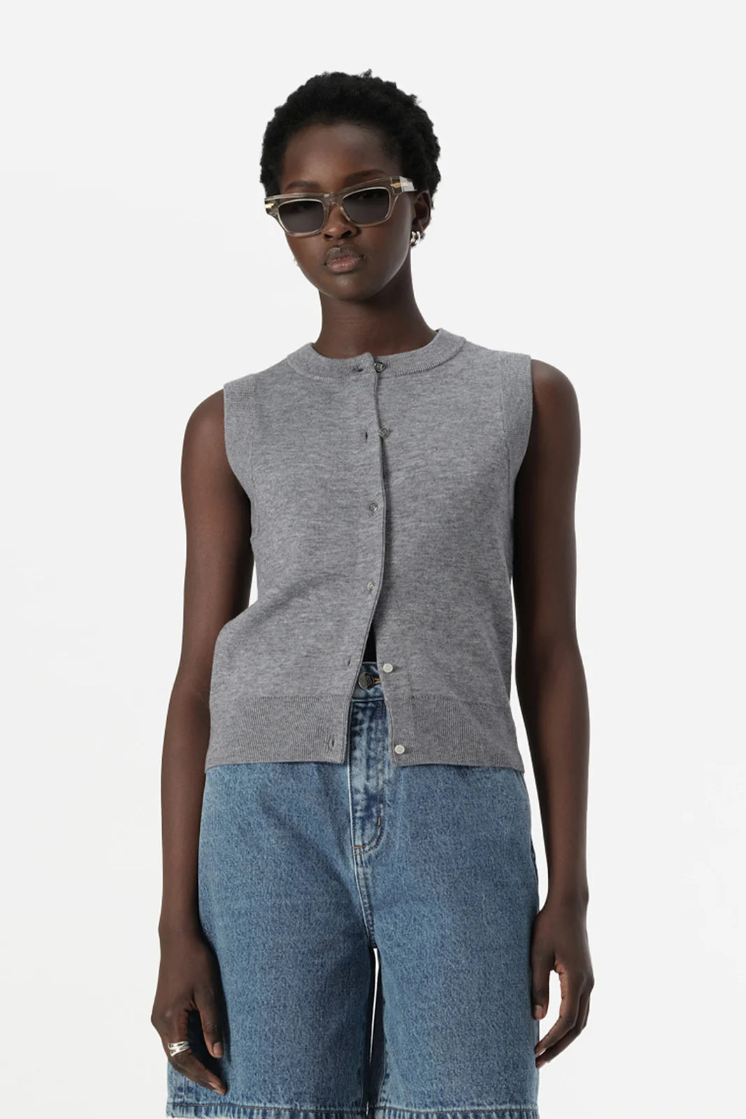 Rowan Knit Vest - Grey Marle - 25% OFF AUTOMATICALLY APPLIED AT CHECKOUT
