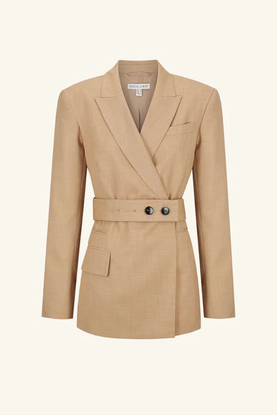 Asher Hourglass Blazer with Belt - Latte - 30% OFF AUTOMATICALLY APPLIED AT CHECKOUT
