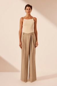 Asher Asymmetrical Pleat Front Pant - Latte - 30% OFF AUTOMATICALLY APPLIED AT CHECKOUT