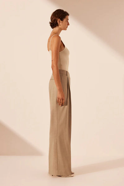 Asher Asymmetrical Pleat Front Pant - Latte - 30% OFF AUTOMATICALLY APPLIED AT CHECKOUT