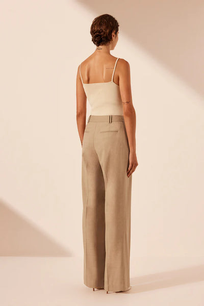 Asher Asymmetrical Pleat Front Pant - Latte - 30% OFF AUTOMATICALLY APPLIED AT CHECKOUT
